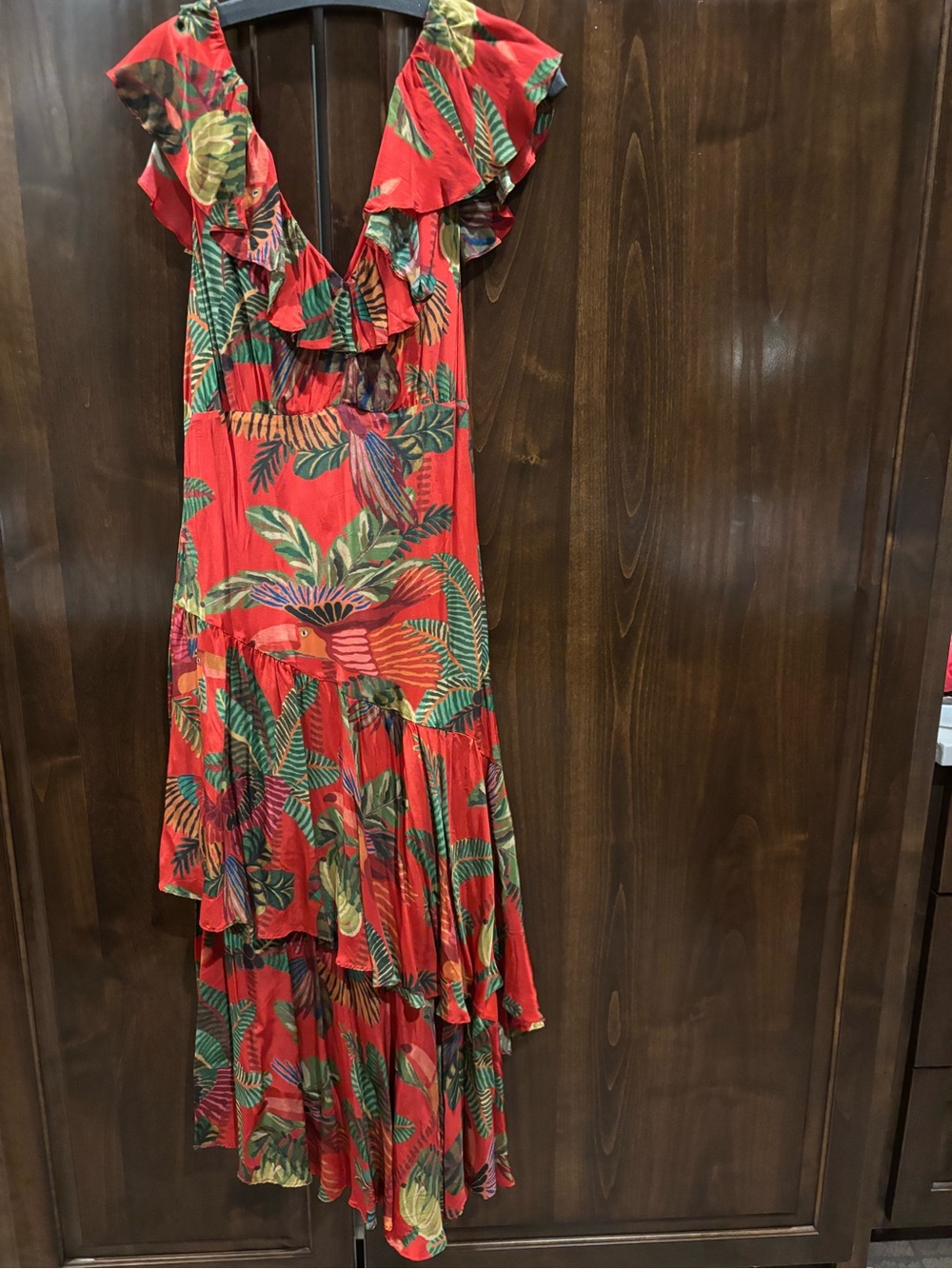 Farm Rio Red Tropical Ruffle Maxi Dress - Women